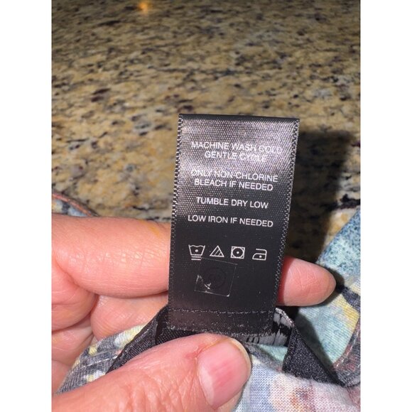 Ali Miles Floral V-Neck Tunic Top Soft Multicolor Asymmetrical Tie Front Casual - Picture 8 of 10